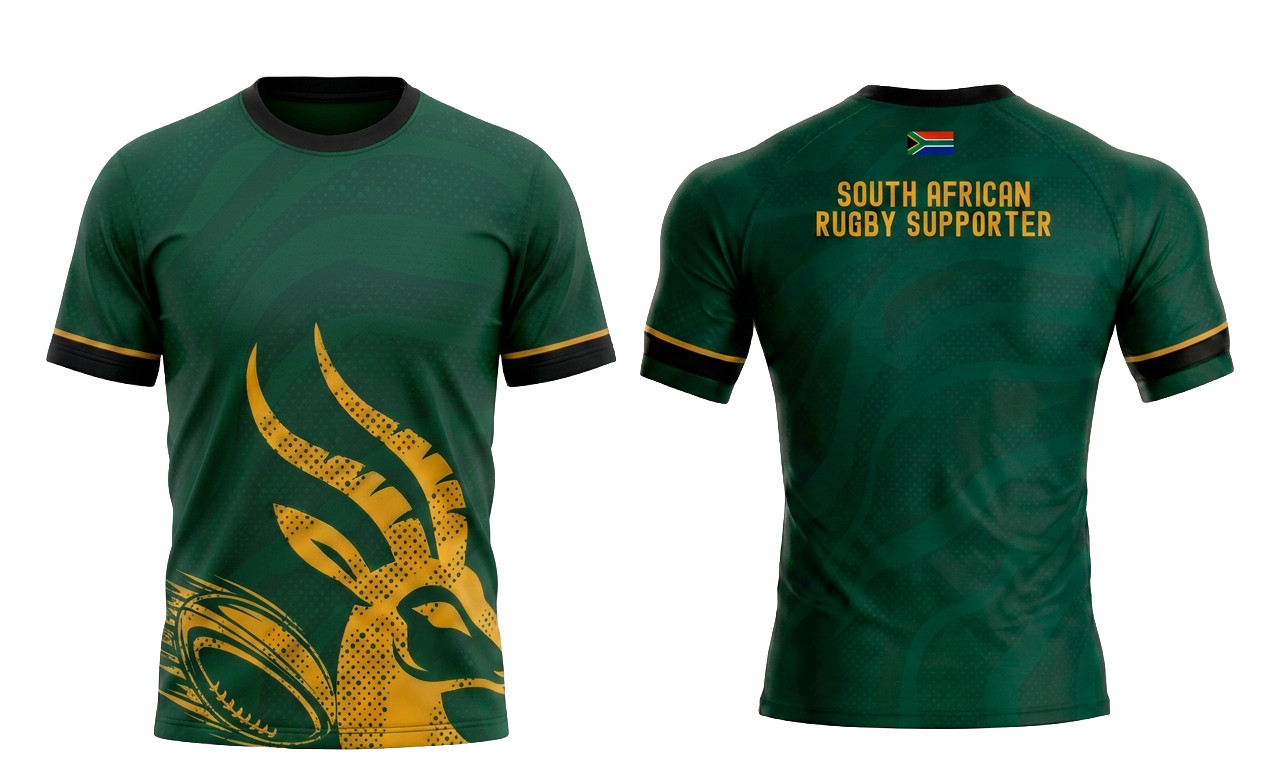 SA Rugby Supporter Crew Neck T-Shirt front and back